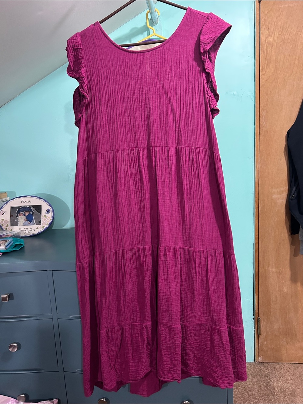 Women's Magenta Tiered Maxi Dress - Unbranded